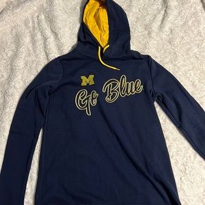 Women’s “Go Blue” Navy Michigan Wolverines Hoodie, size small